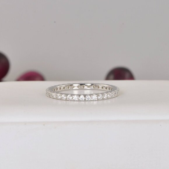Authentic Genuine Moissanite Diamonds Full Eternity Ring Band - Picture 3 of 9